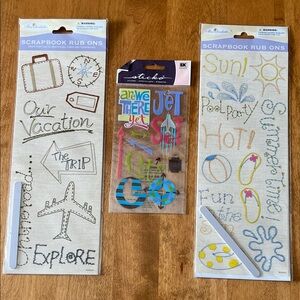 Scrapbook Rub Ons and Stickers Set - TRAVEL